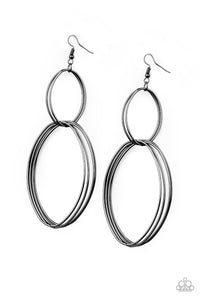 Getting Into Shape Black Earring - Paparazzi Accessories