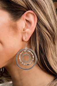 Texture Takeover Silver Hoop Earring - Paparazzi Accessories