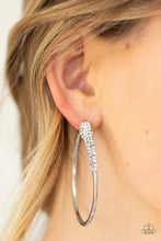 Load image into Gallery viewer, Winter Ice White Earrings Hoop - Paparazzi Accessories