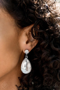 Debutante Dazzle White Earring - Paparazzi Accessories