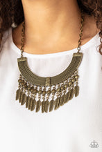 Load image into Gallery viewer, Fierce in Feathers Brass Necklace