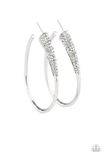 Load image into Gallery viewer, Winter Ice White Earrings Hoop - Paparazzi Accessories