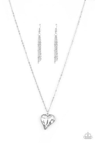 Heart Flutter White Necklace - Paparazzi Accessories