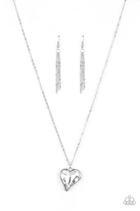 Heart Flutter White Necklace - Paparazzi Accessories