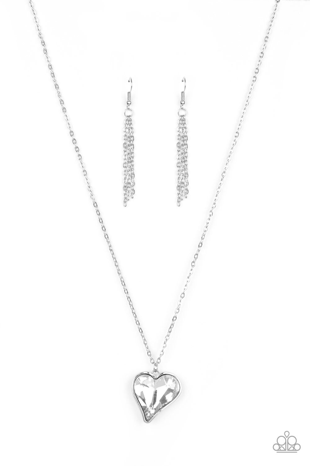 Heart Flutter White Necklace - Paparazzi Accessories